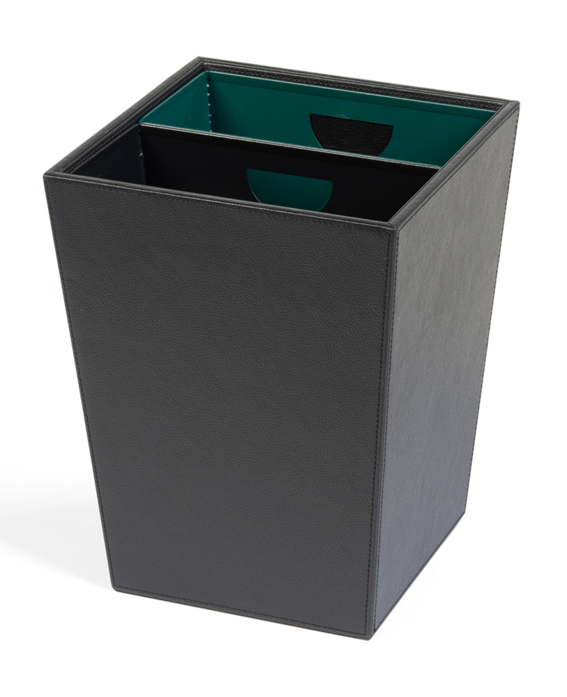 Corbeille double compartiments similicuir noir | Manusec
