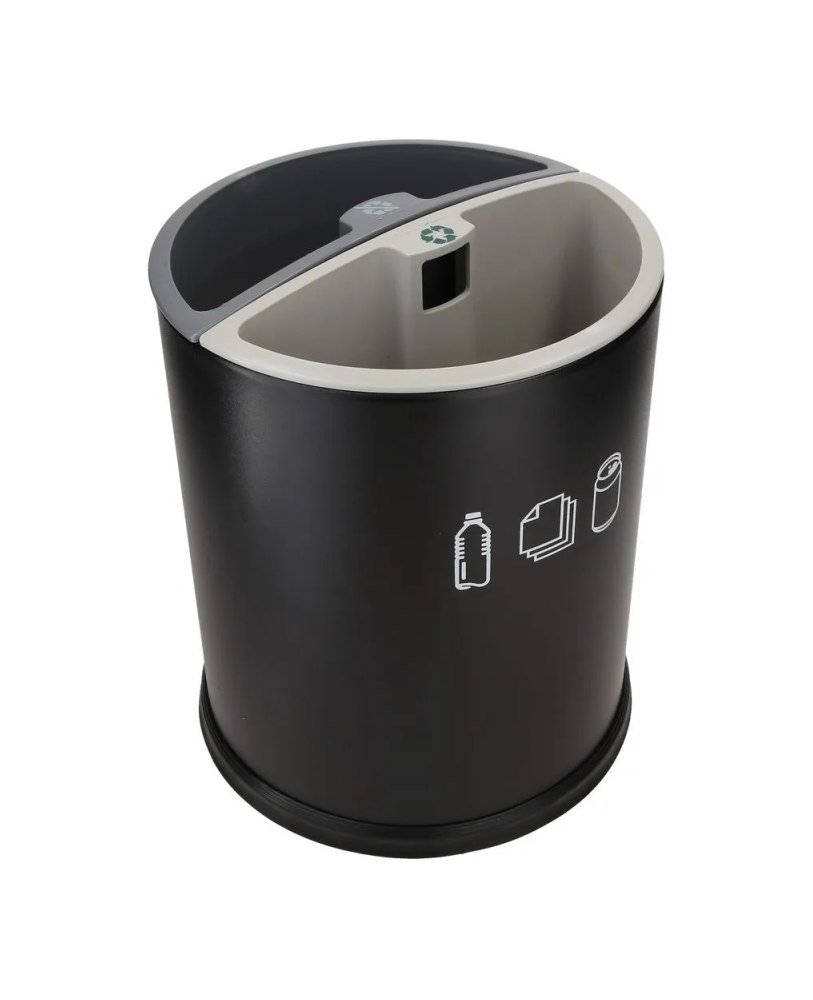 Corbeille 10L double compartiments métal noir | Manusec