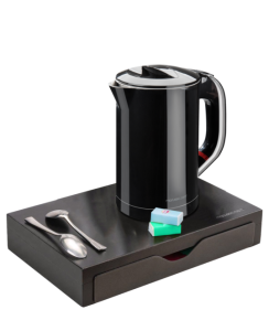 Plateau bois hêtre noir avec tiroir | Manusec