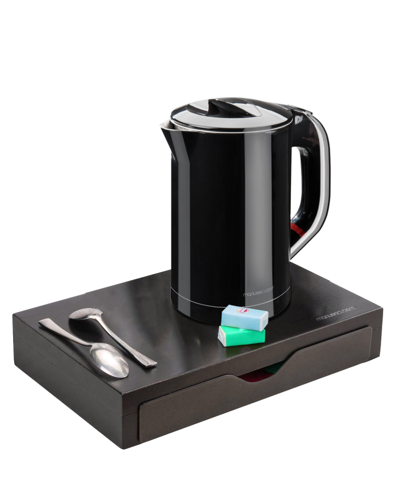 Plateau bois hêtre noir avec tiroir | Manusec