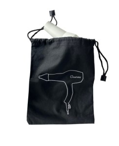 Sac rangement sèche-cheveux coton noir | Manusec