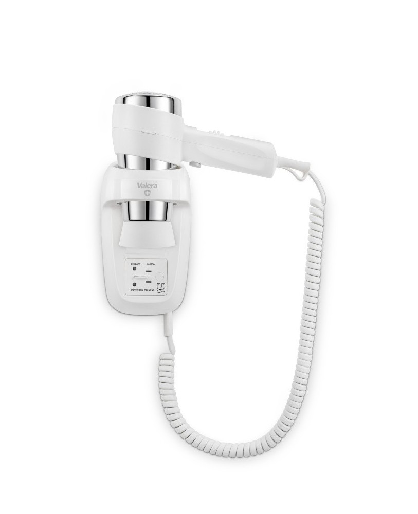 Sèche-cheveux mural 1600W avec prise rasoir | Manusec