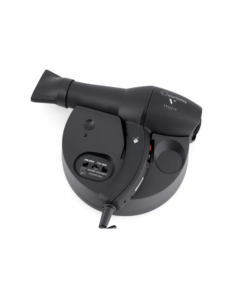 Sèche-cheveux mural 1800W noir mat prise rasoir | Manusec